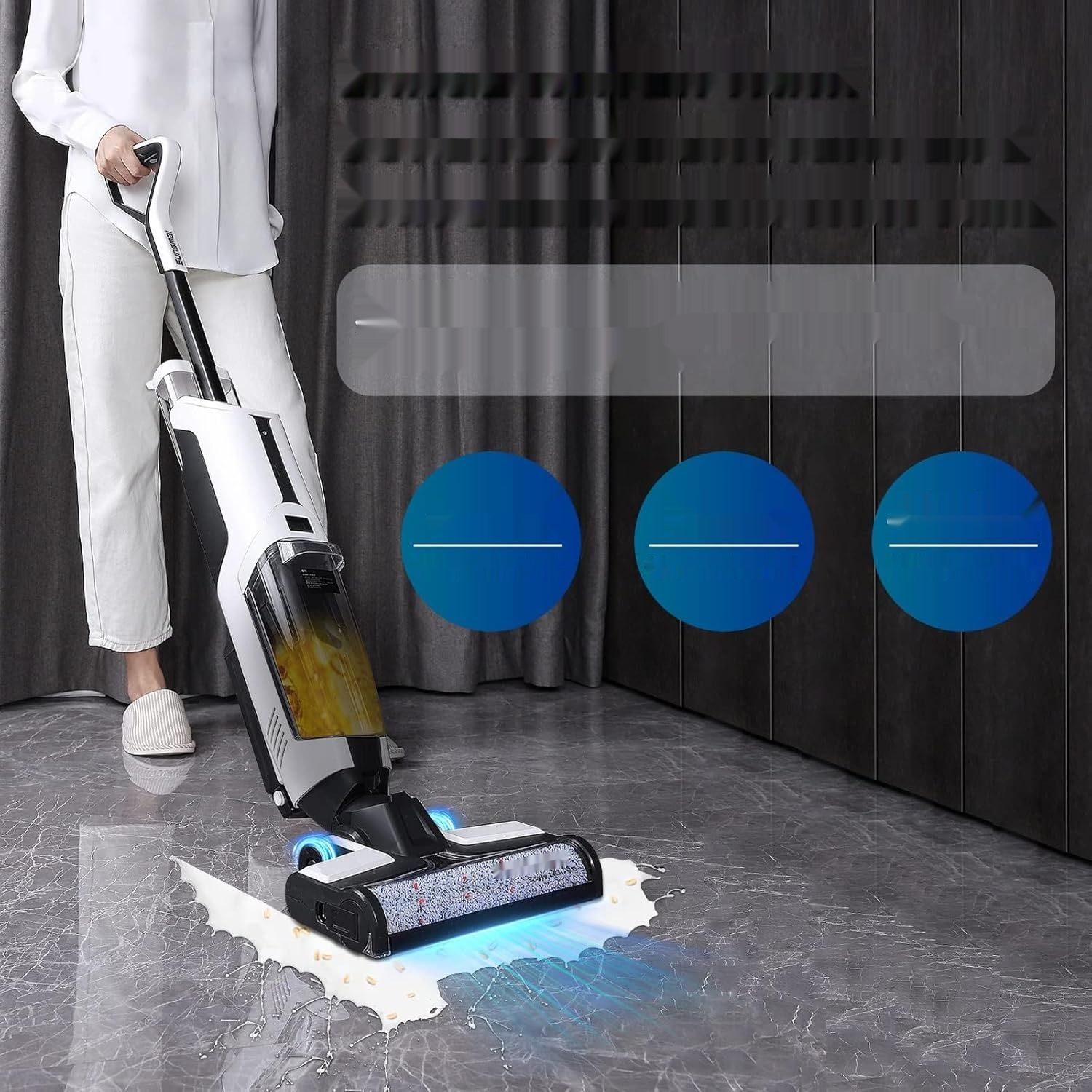 SUNSMAI Odkurzacz z Mopem, Bezprzewodowy Odkurzacz z Systemem Samooczyszczania