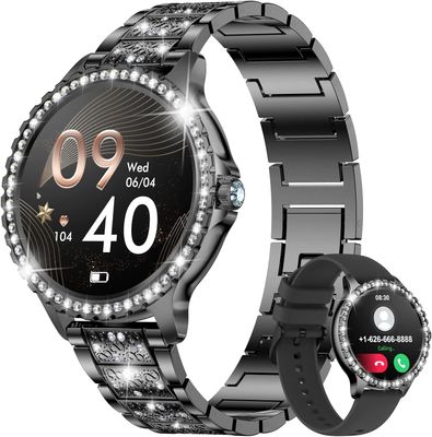 LIGE Smartwatch damski, 1,32&quot; diamentowy zegarek fitness do iOS Android