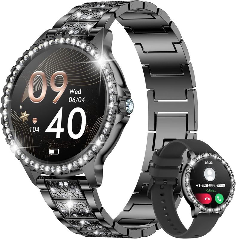 LIGE Smartwatch damski, 1,32&quot; diamentowy zegarek fitness do iOS Android
