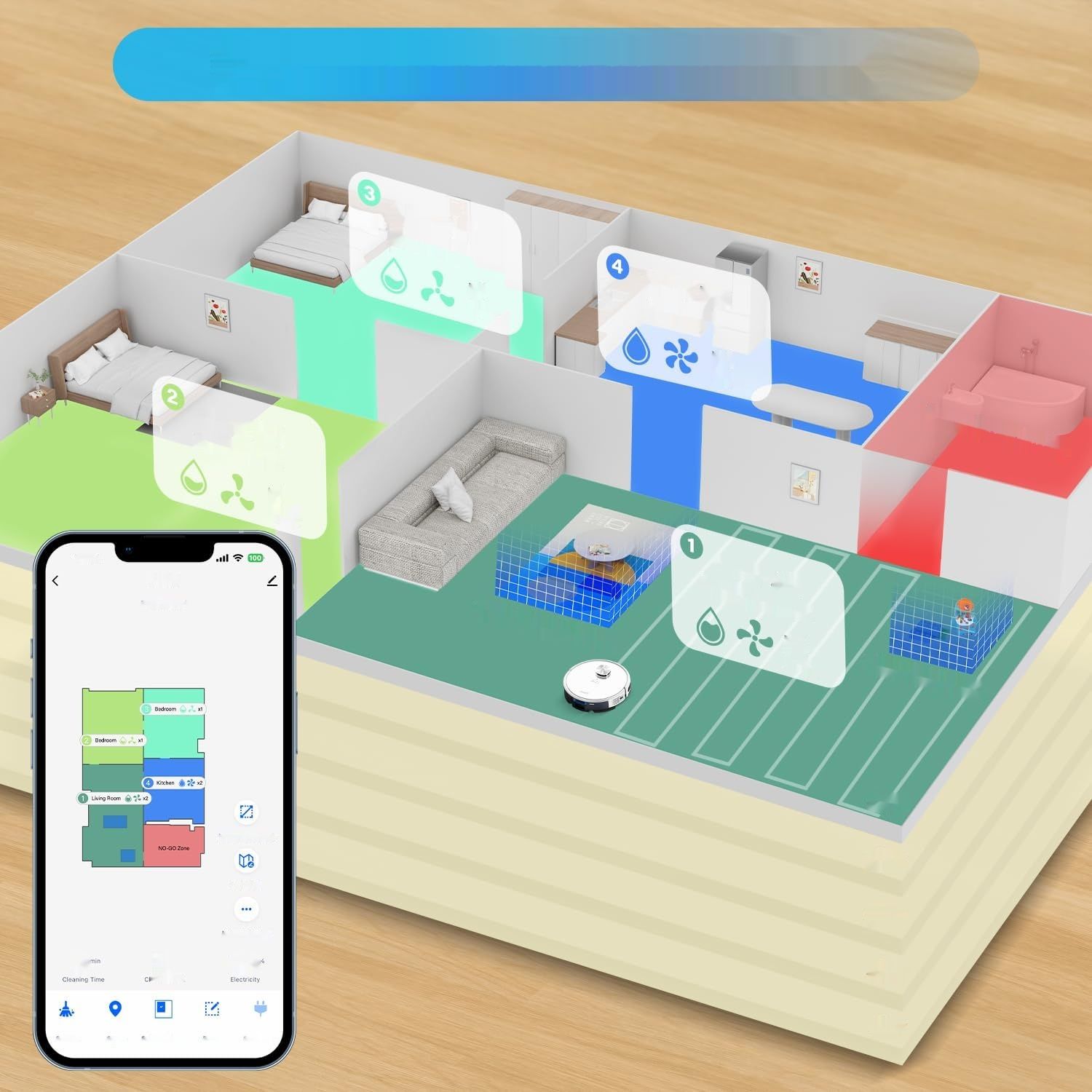 Tikom L9000 Odkurzacz Robot z funkcją mopowania, nawigacja LiDAR