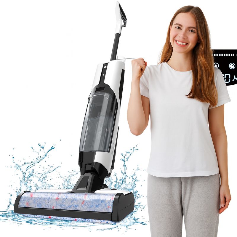 SUNSMAI Odkurzacz z Mopem, Bezprzewodowy Odkurzacz z Systemem Samooczyszczania