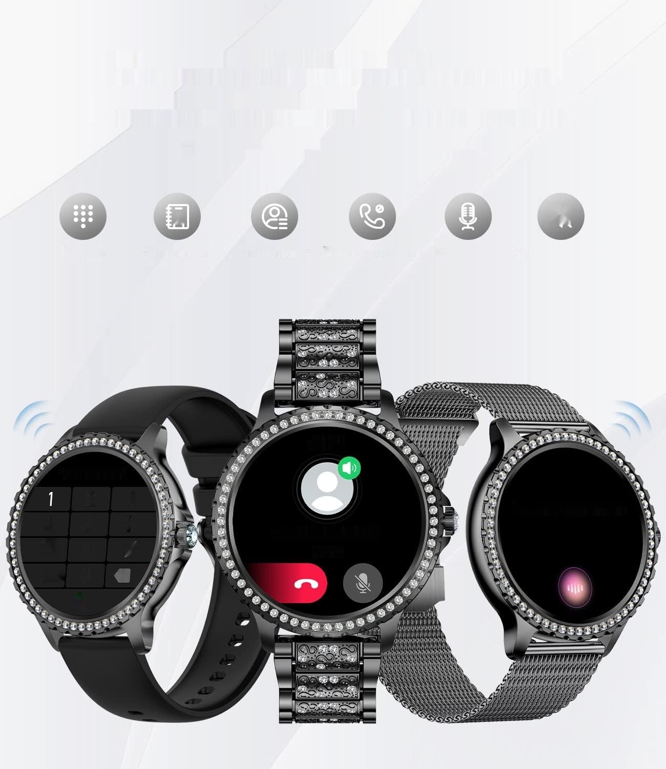 LIGE Smartwatch damski, 1,32&quot; diamentowy zegarek fitness do iOS Android