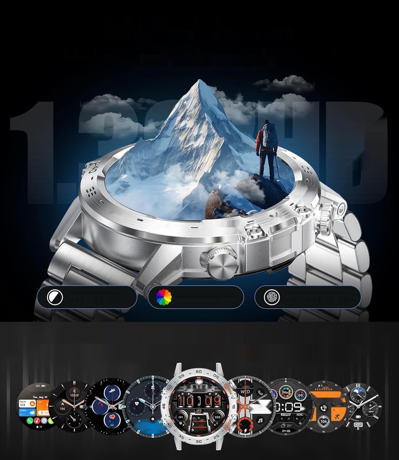 LIGE Smartwatch męski 1,39 cala, wodoszczelność IP67, srebrny