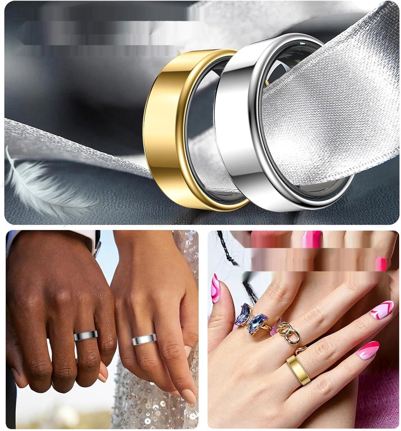 Pierścień Smart dla Mężczyzn i Kobiet z funkcjami monitorowania kondycji.