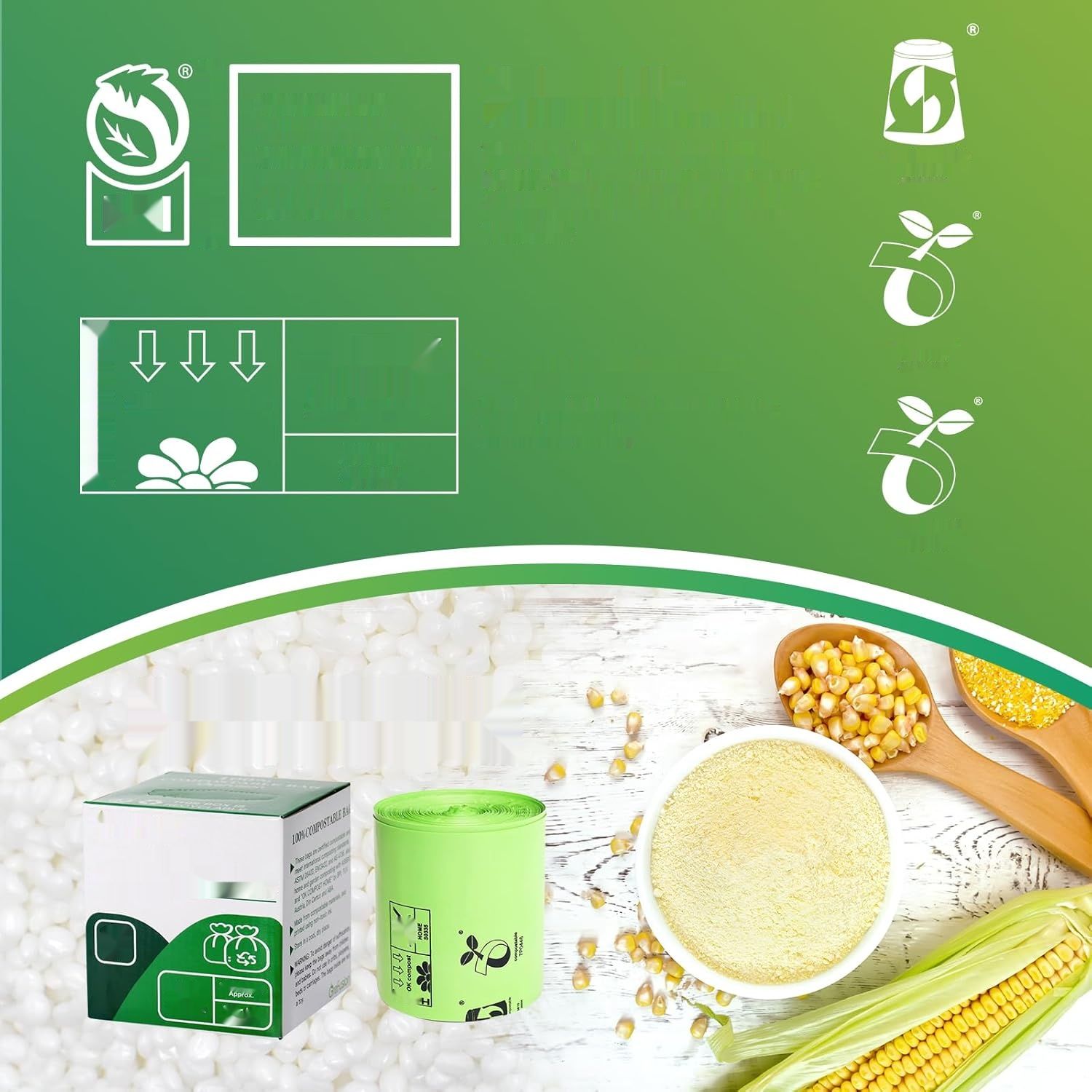 GreFusion Kompostowalne Worki na Śmieci 6 litrów x 150 sztuk