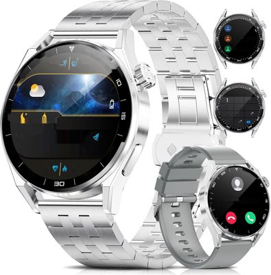 Smartwatch męski LIGE, 1,39&quot; HD, 100+ trybów, IP68, Srebrny
