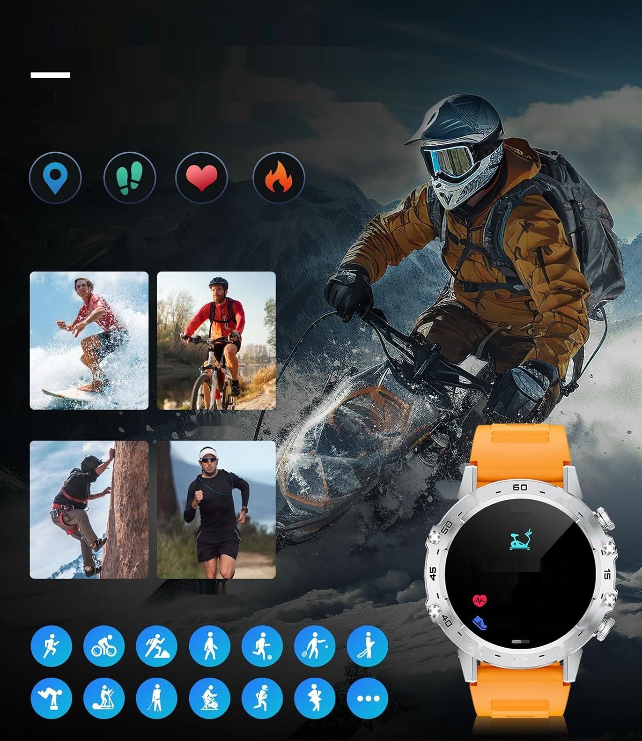 LIGE Smartwatch męski 1,39 cala, wodoszczelność IP67, srebrny