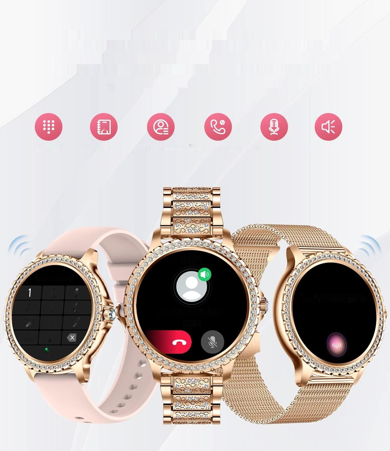 LIGE Damski smartwatch 1,32&quot; Diamond, wodoodporny, 20 trybów sportowych