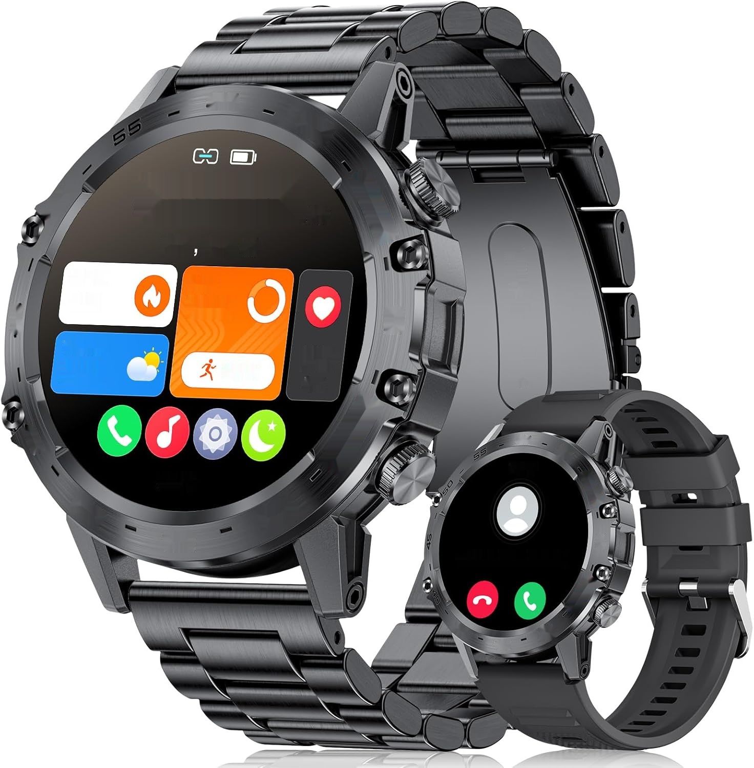Męski Smartwatch LIGE z funkcją telefonu, 1,39-calowy wojskowy smartwatch.