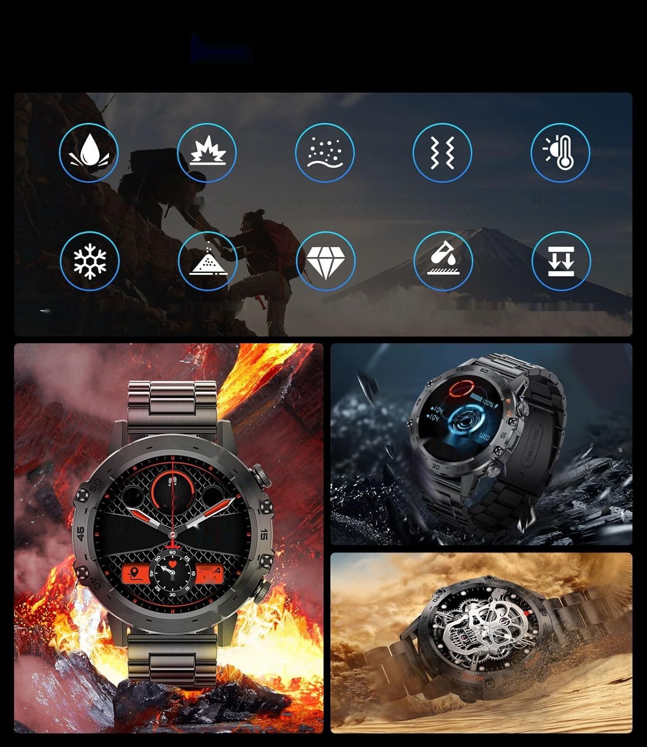 Męski Smartwatch LIGE z funkcją telefonu, 1,39-calowy wojskowy smartwatch.