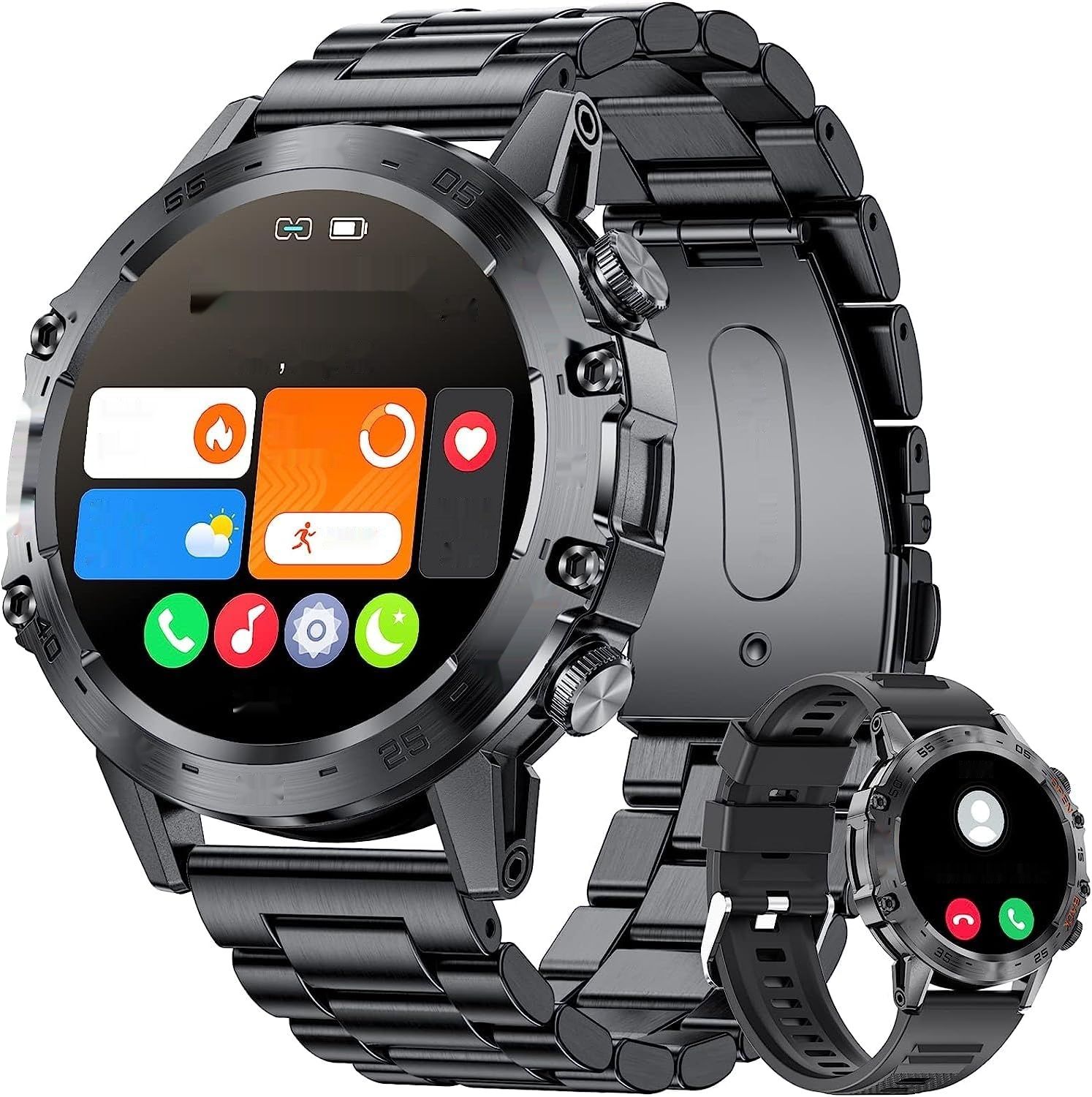 Męski Smartwatch LIGE z funkcją telefonu, 1,39-calowy wojskowy smartwatch.