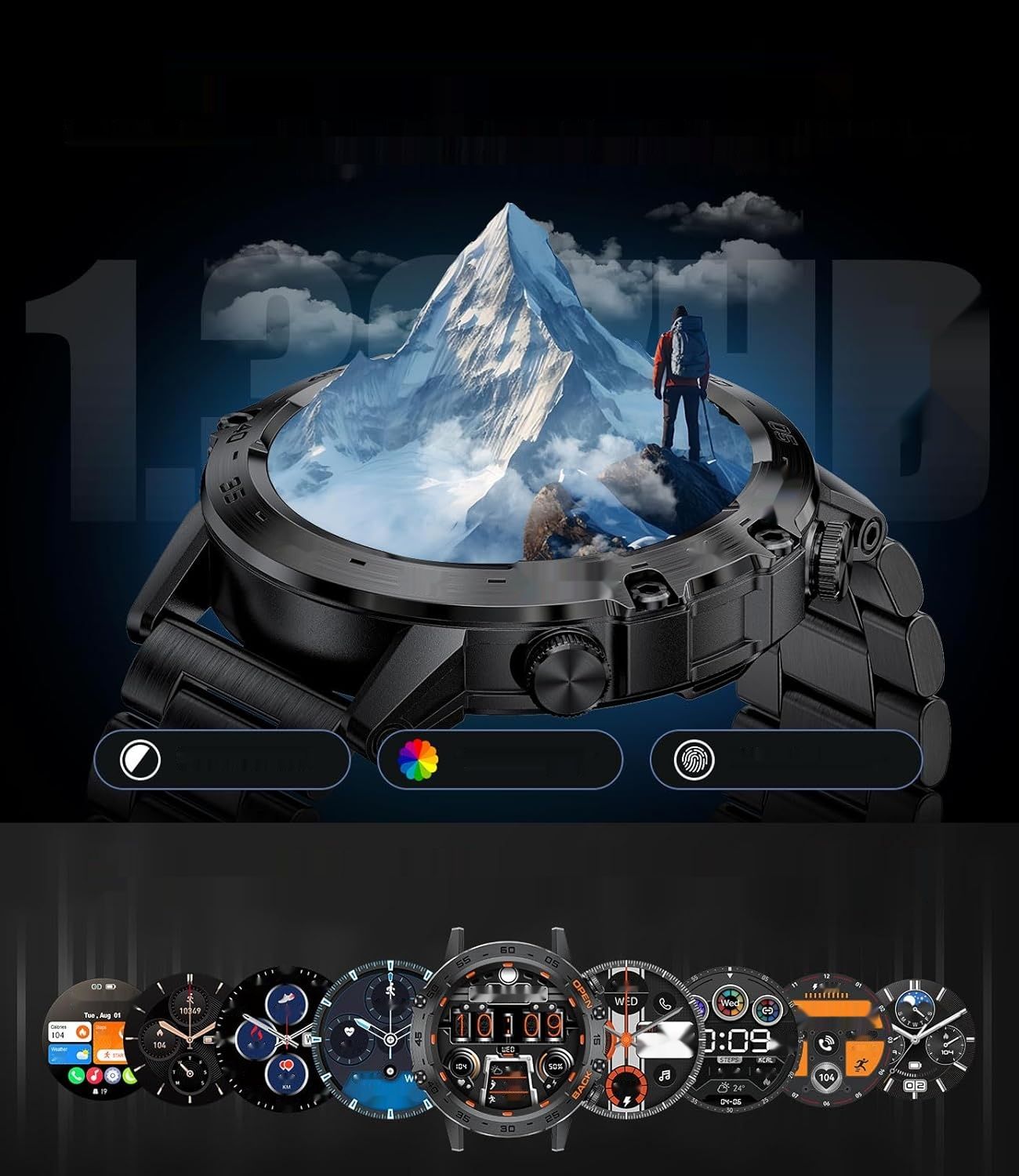 Męski Smartwatch LIGE z funkcją telefonu, 1,39-calowy wojskowy smartwatch.