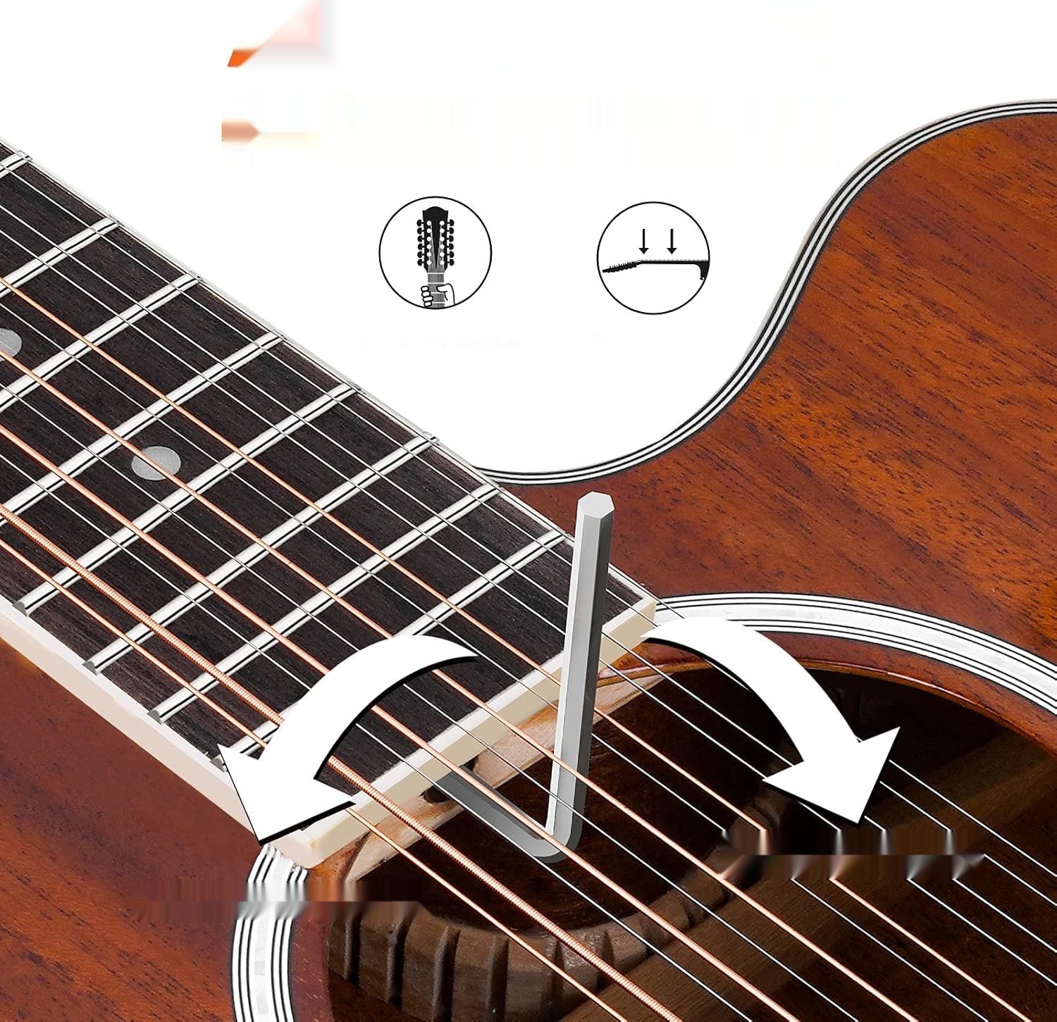 Vangoa Gitara akustyczno-elektryczna Dreadnought Cutaway 12 strun