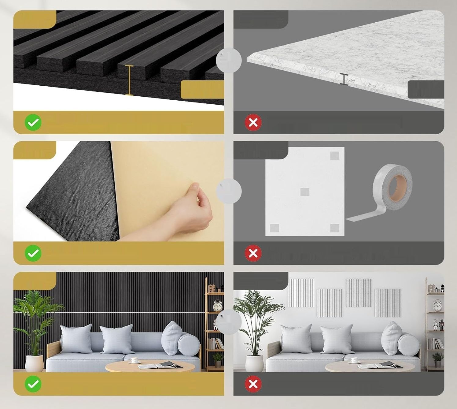 TONOR zestaw 4 paneli dźwiękochłonnych, samoprzylepna płytka ścienna