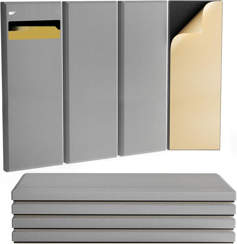 TONOR 4 sztuki duże panele akustyczne, 90 x 30 x 5,2 cm, szare