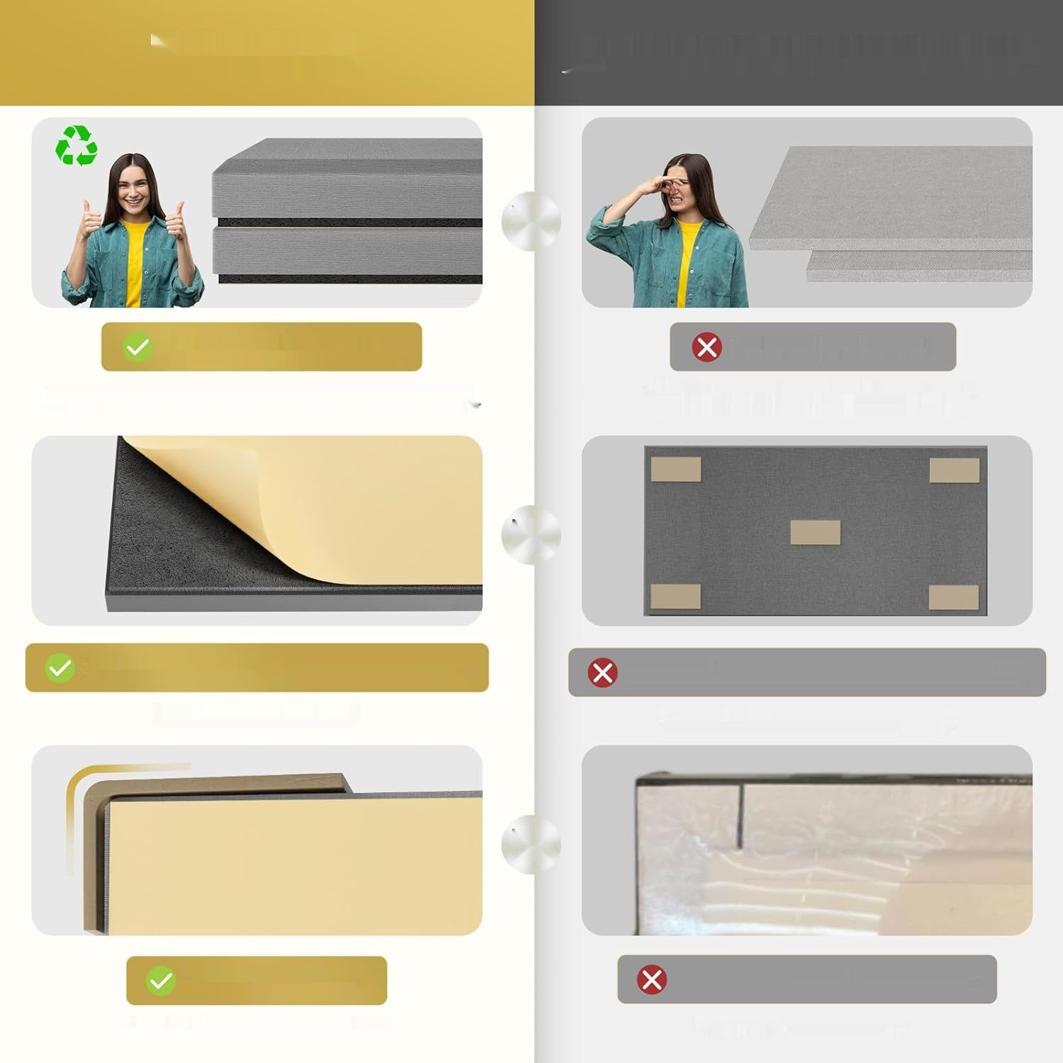 TONOR 4 sztuki duże panele akustyczne, 90 x 30 x 5,2 cm, szare