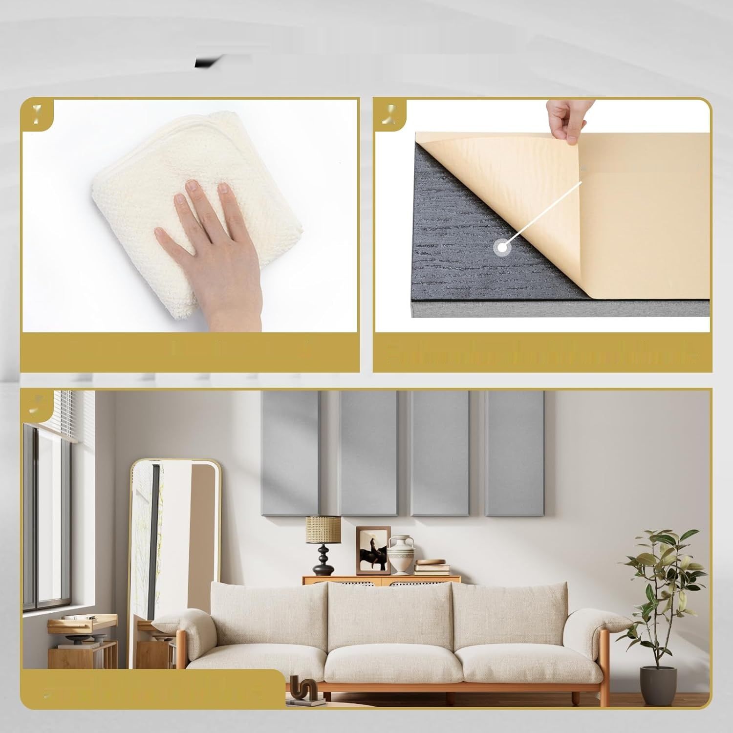 TONOR 4 sztuki duże panele akustyczne, 90 x 30 x 5,2 cm, szare