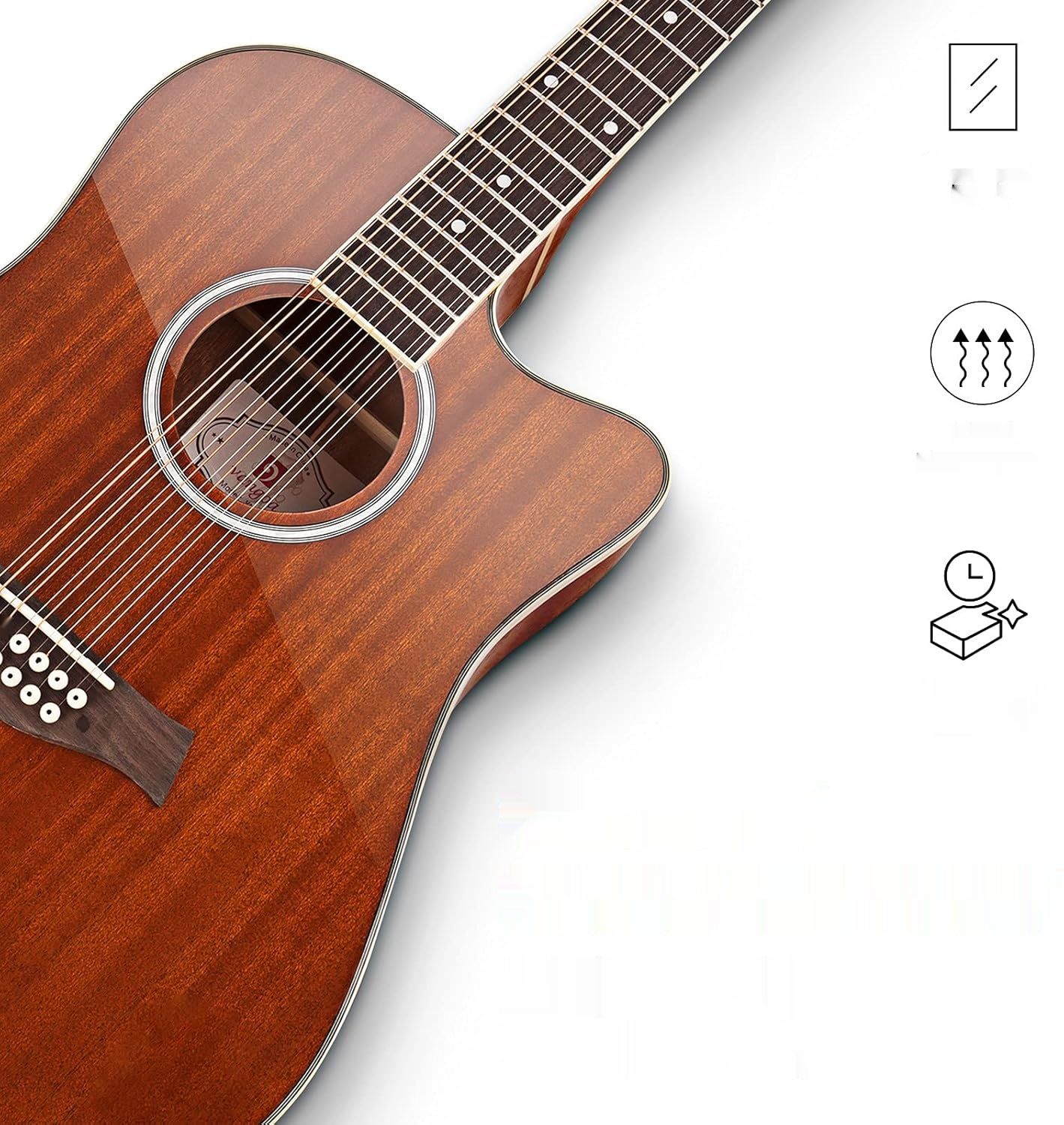 Vangoa Gitara akustyczno-elektryczna Dreadnought Cutaway 12 strun
