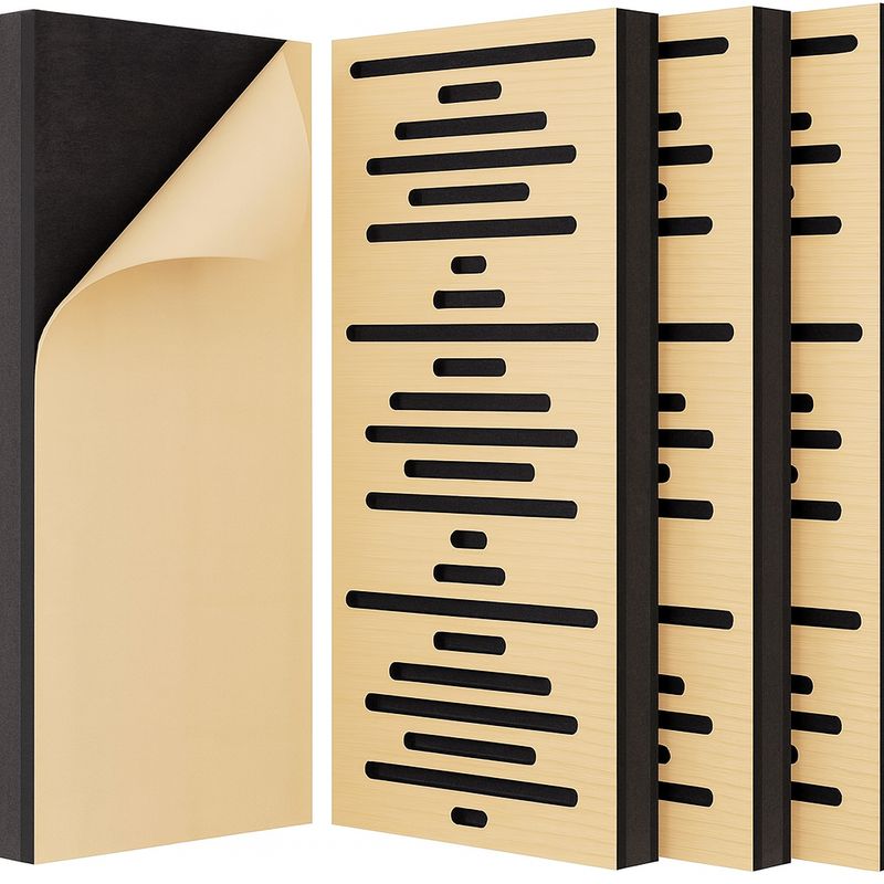 TONOR Zestaw 4 Paneli Akustycznych Ściennych, 60x30x4,7cm, Drewno