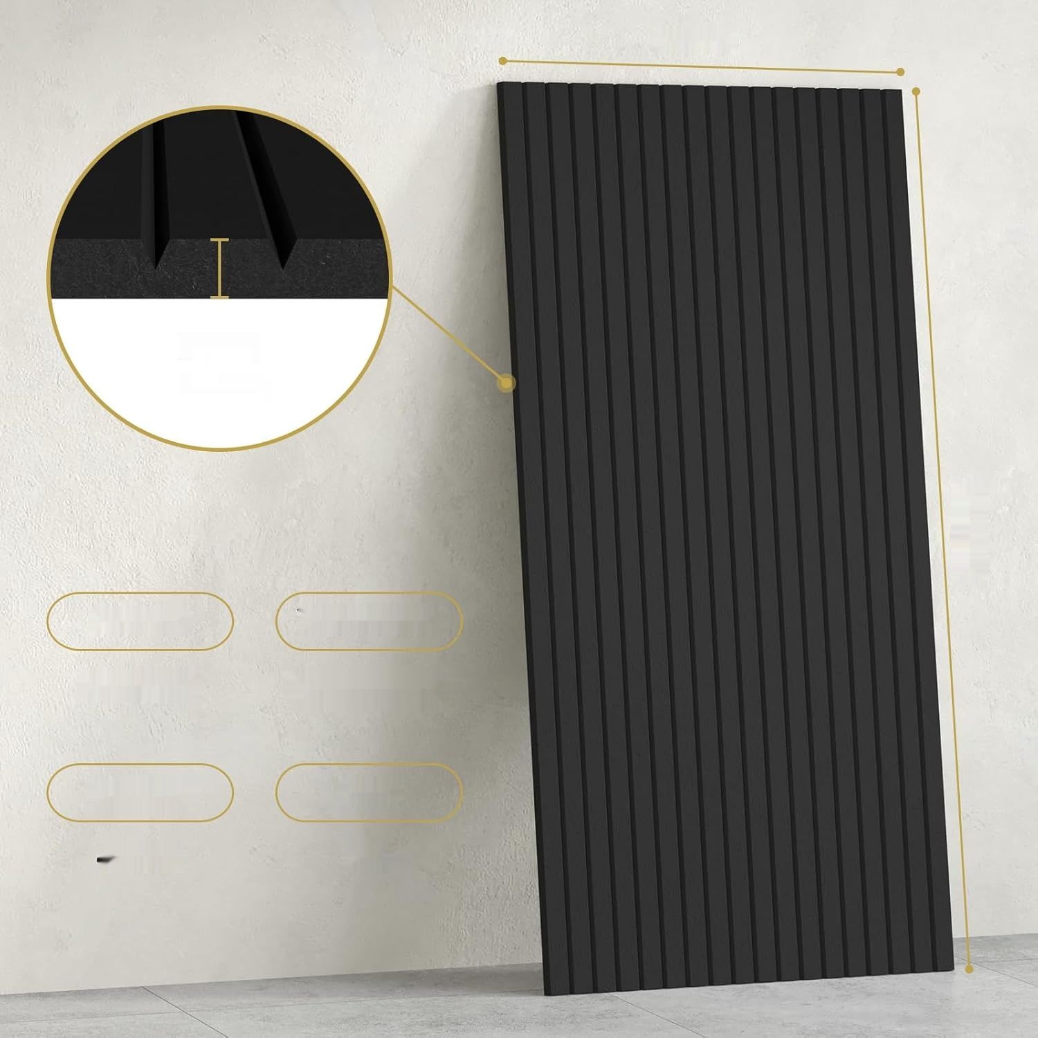 TONOR 4-częściowy zestaw paneli akustycznych, 120x60x0.9 cm, czarne.