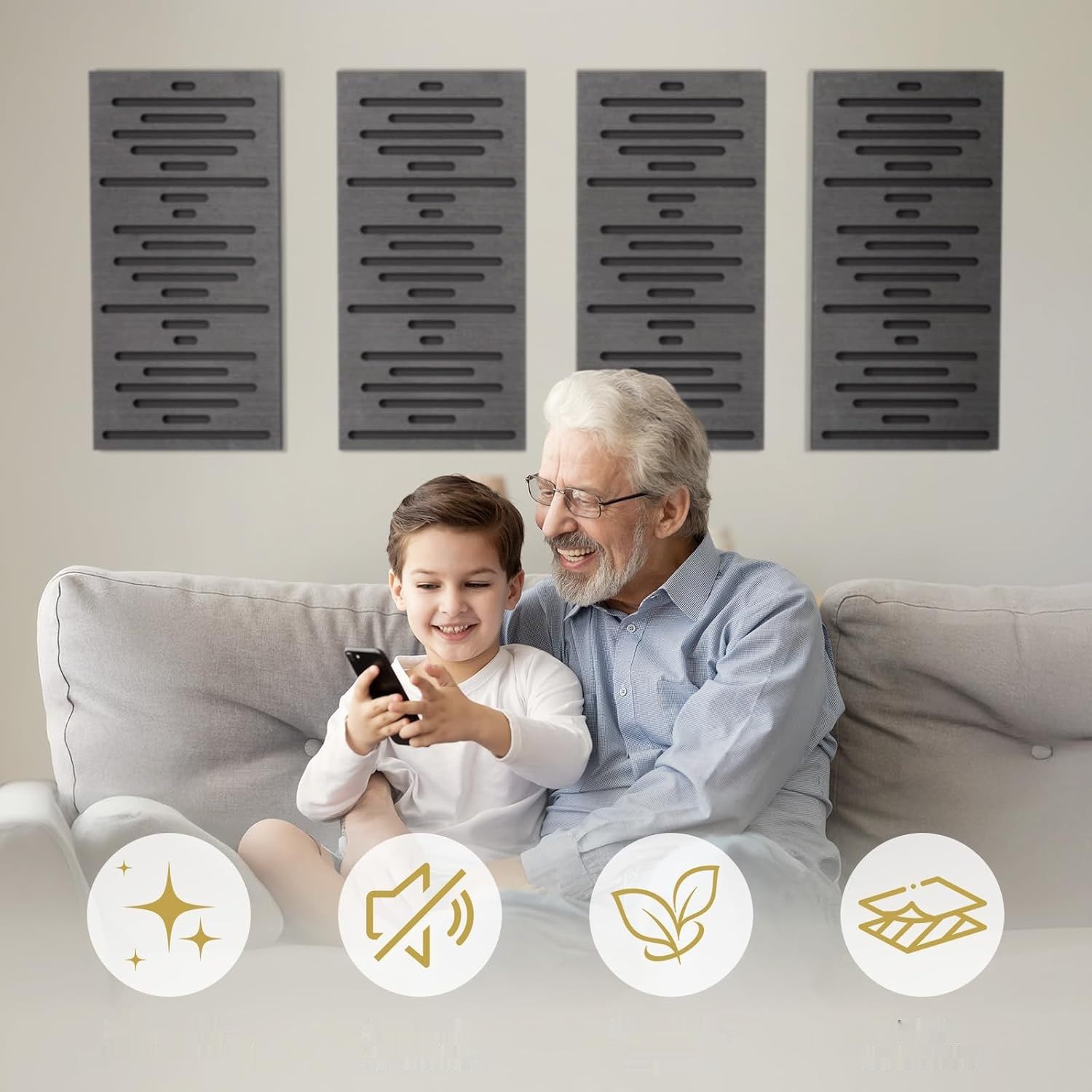 TONOR 4 sztuki paneli dekoracyjnych, 60x30x4,7 cm, samoprzylepny 3D