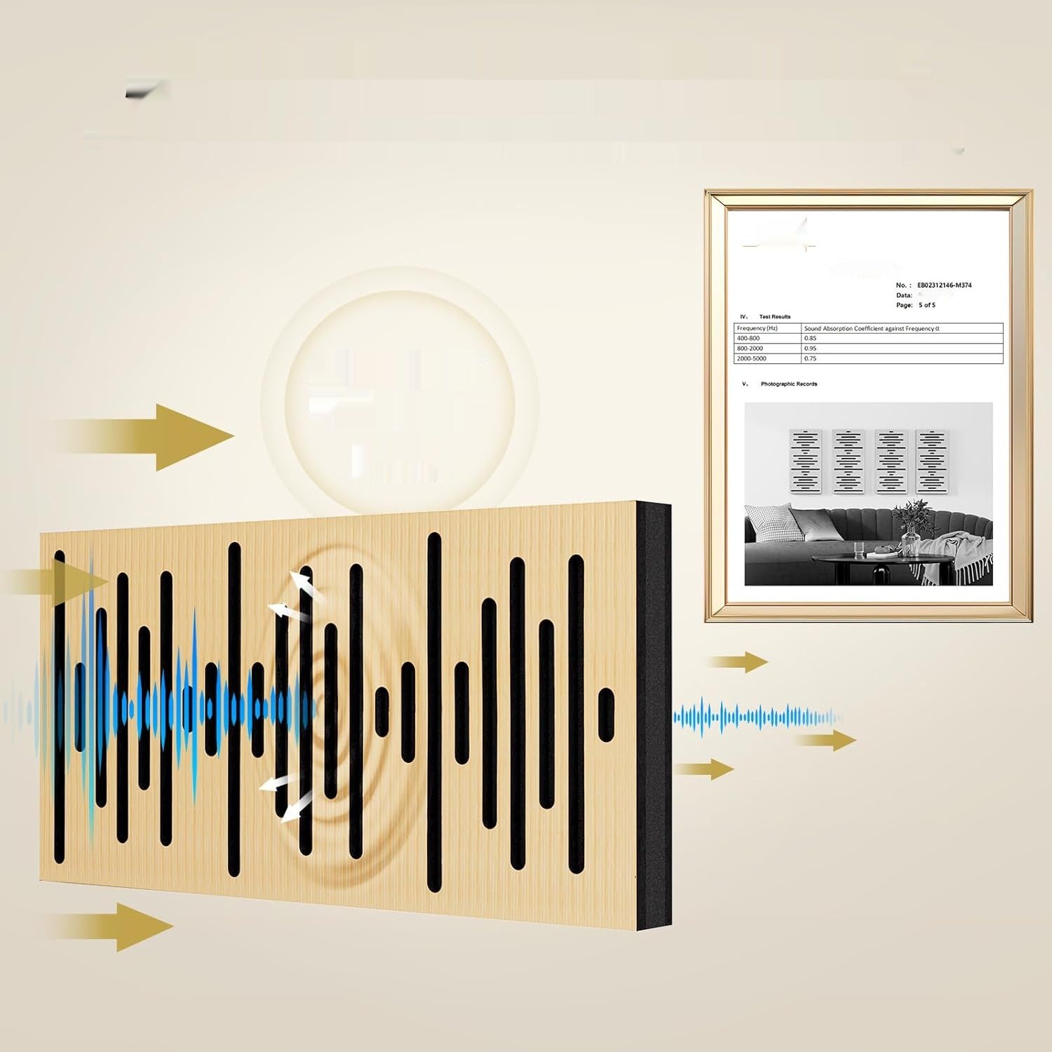 TONOR Zestaw 4 Paneli Akustycznych Ściennych, 60x30x4,7cm, Drewno