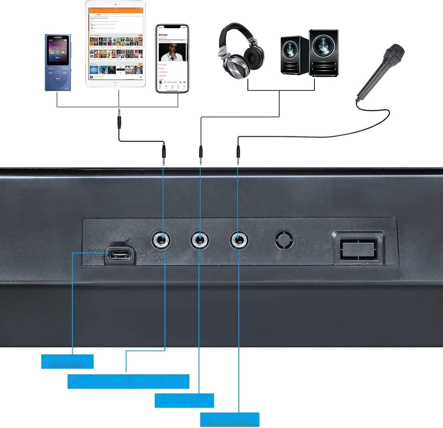 Hricane Keyboard pianina z 61 klawiszami z mikrofonem