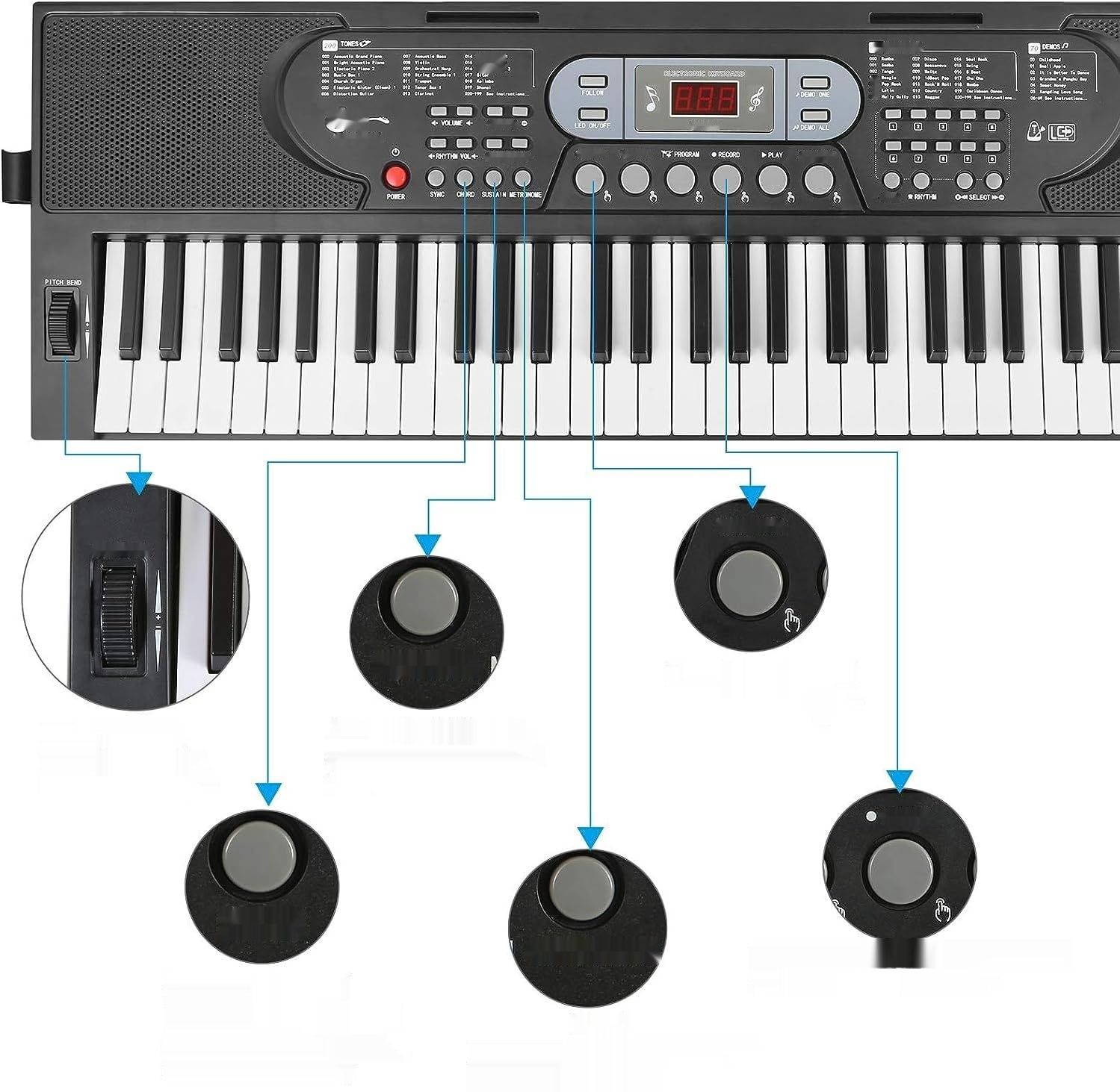 Hricane Keyboard pianina z 61 klawiszami z mikrofonem