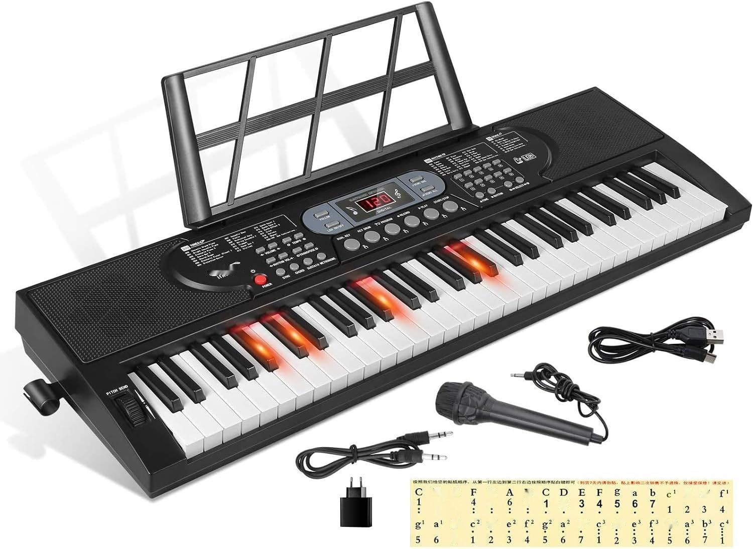 Hricane Keyboard pianina z 61 klawiszami z mikrofonem