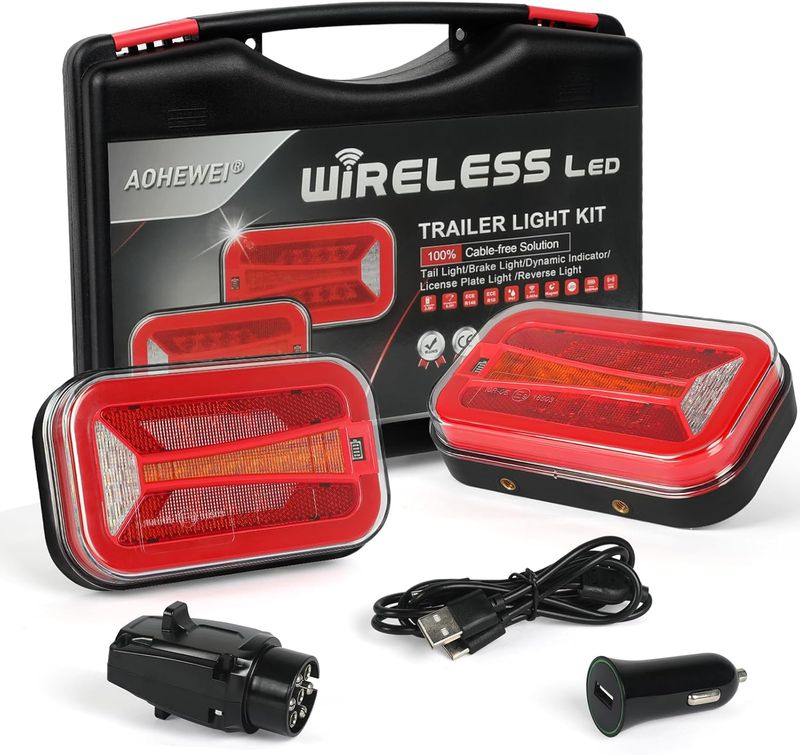 AOHEWEI Magnetyczny bezprzewodowy zestaw tylnych świateł LED do przyczepy