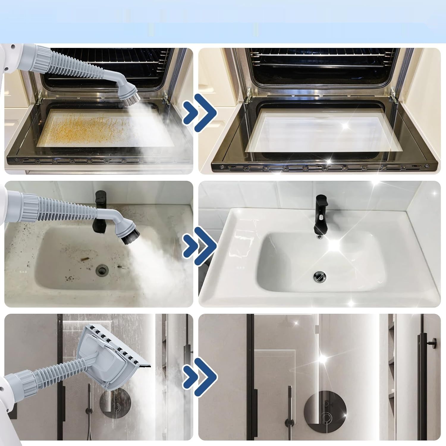 Przenośny parowy środek czyszczący z 10 akcesoriami (biały)