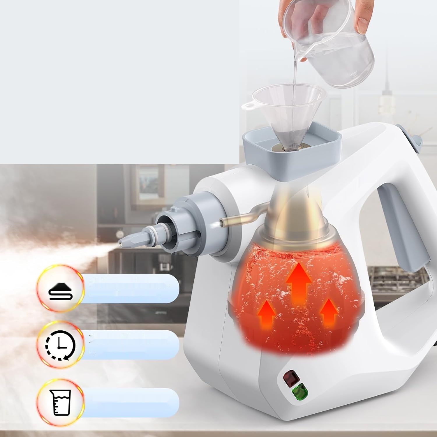 Przenośny parowy środek czyszczący z 10 akcesoriami (biały)