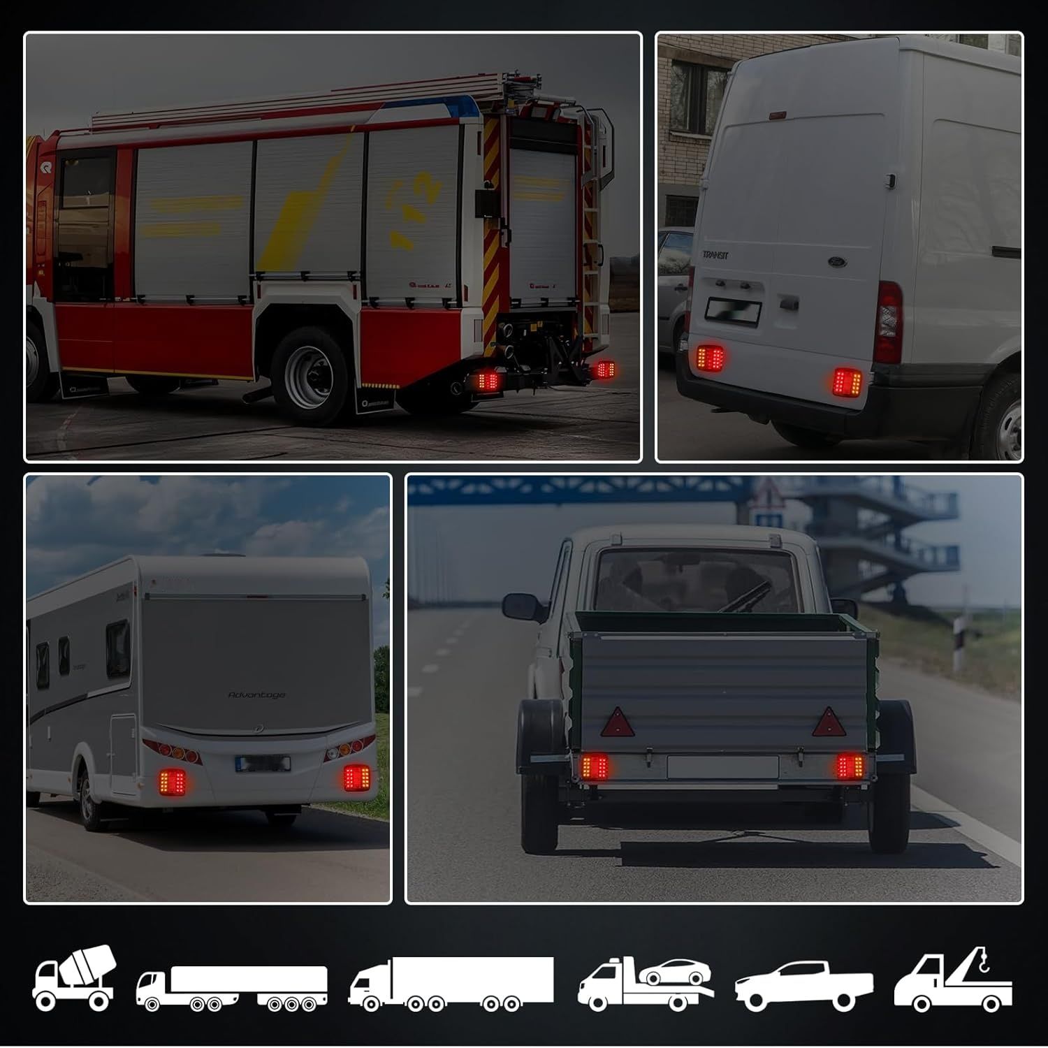 AOHEWEI Bezprzewodowe lampy LED Zestaw świateł tylnych z magnesami