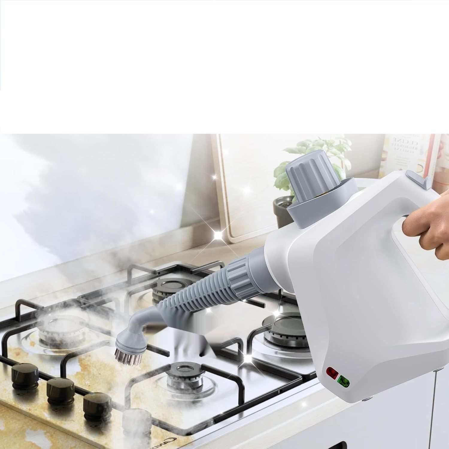 Przenośny parowy środek czyszczący z 10 akcesoriami (biały)