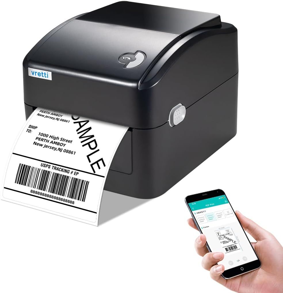 Termiczna drukarka etykiet 4x6, USB, Bluetooth, 152 mm/s, szary.