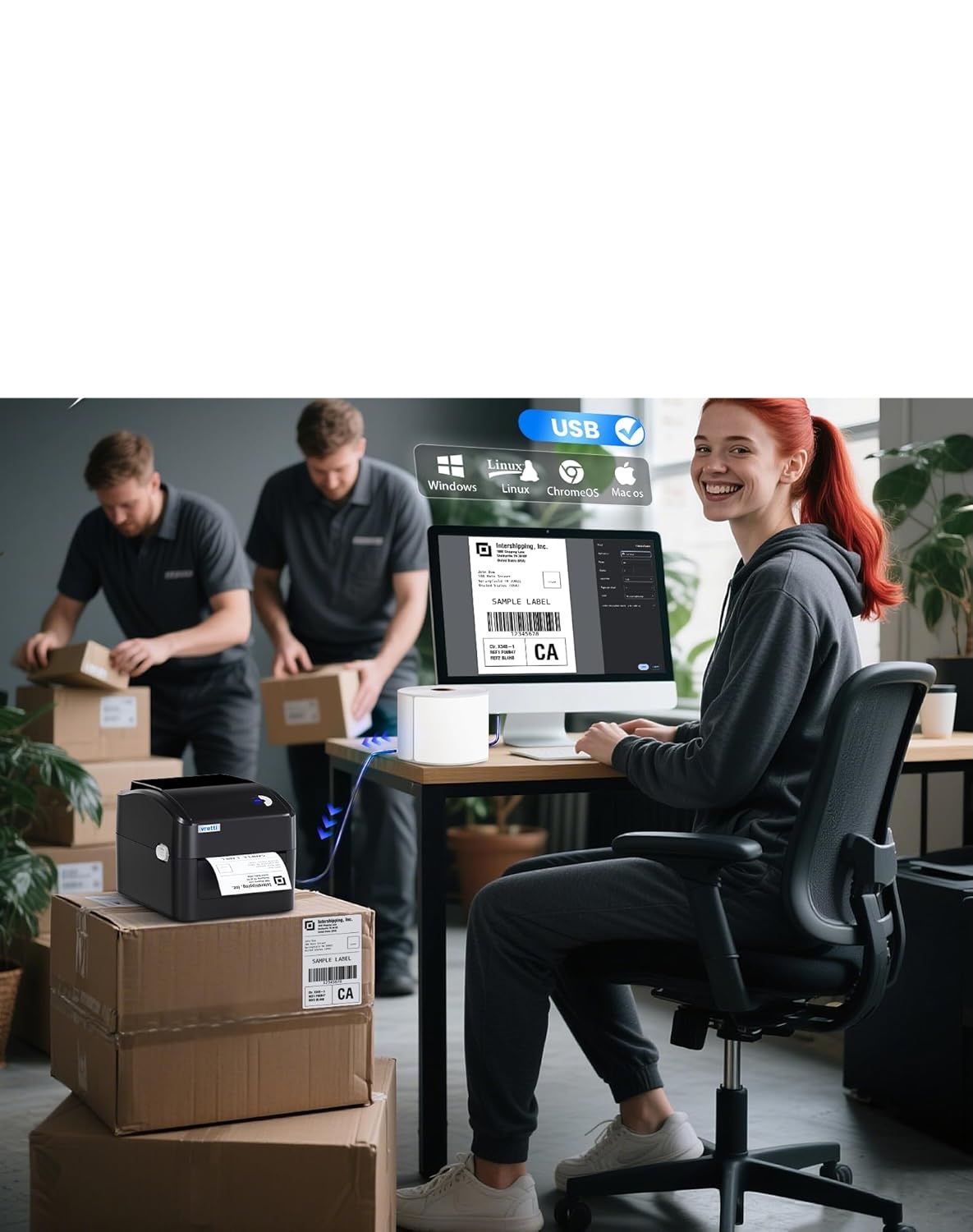 Termiczna drukarka etykiet 4x6, USB, Bluetooth, 152 mm/s, szary.