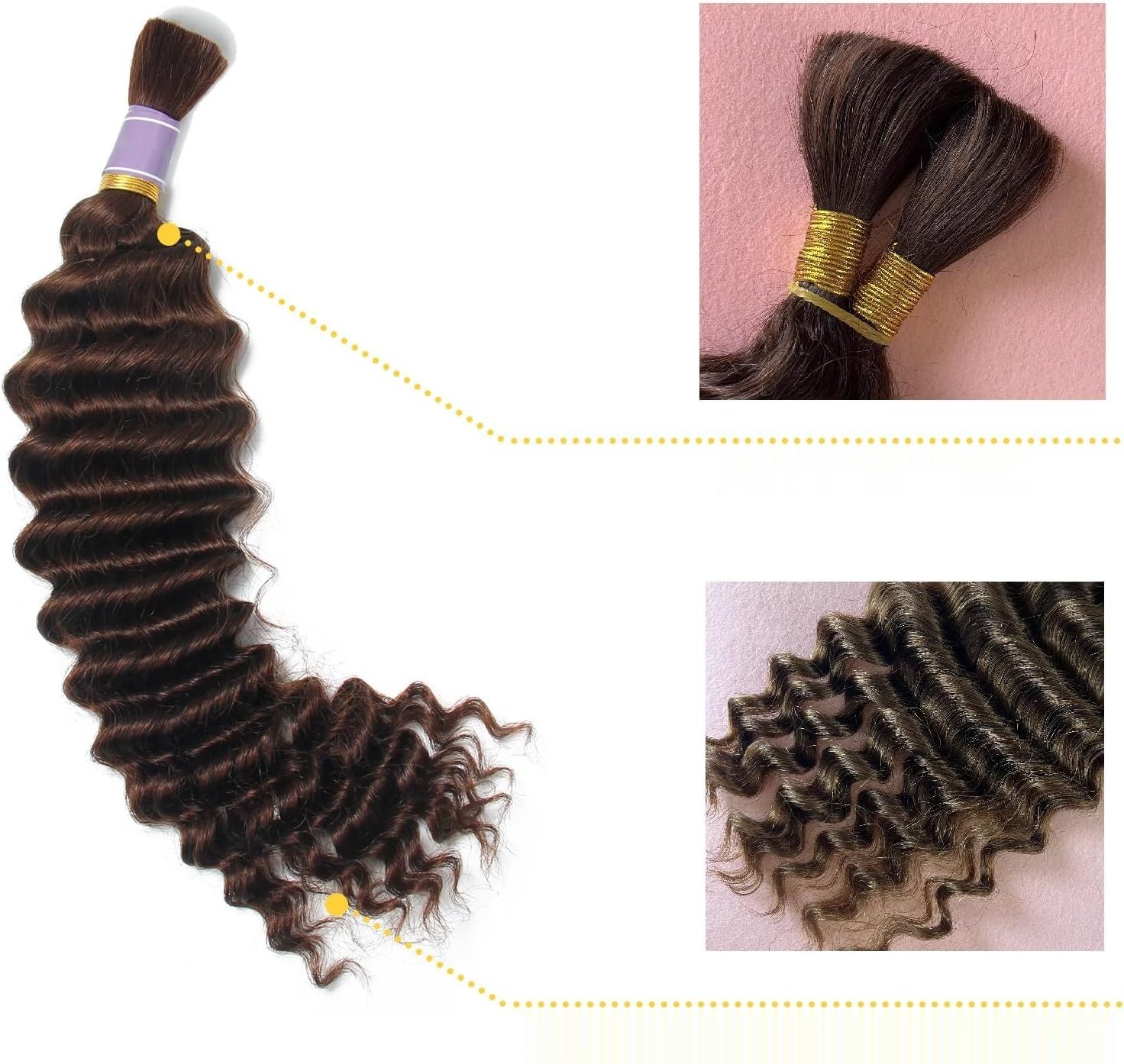 Ludzkie Włosy Luzem do Zaplatania Głęboką Falę 16 cali-100G