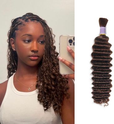 Ludzkie Włosy Luzem do Zaplatania Głęboką Falę 16 cali-100G