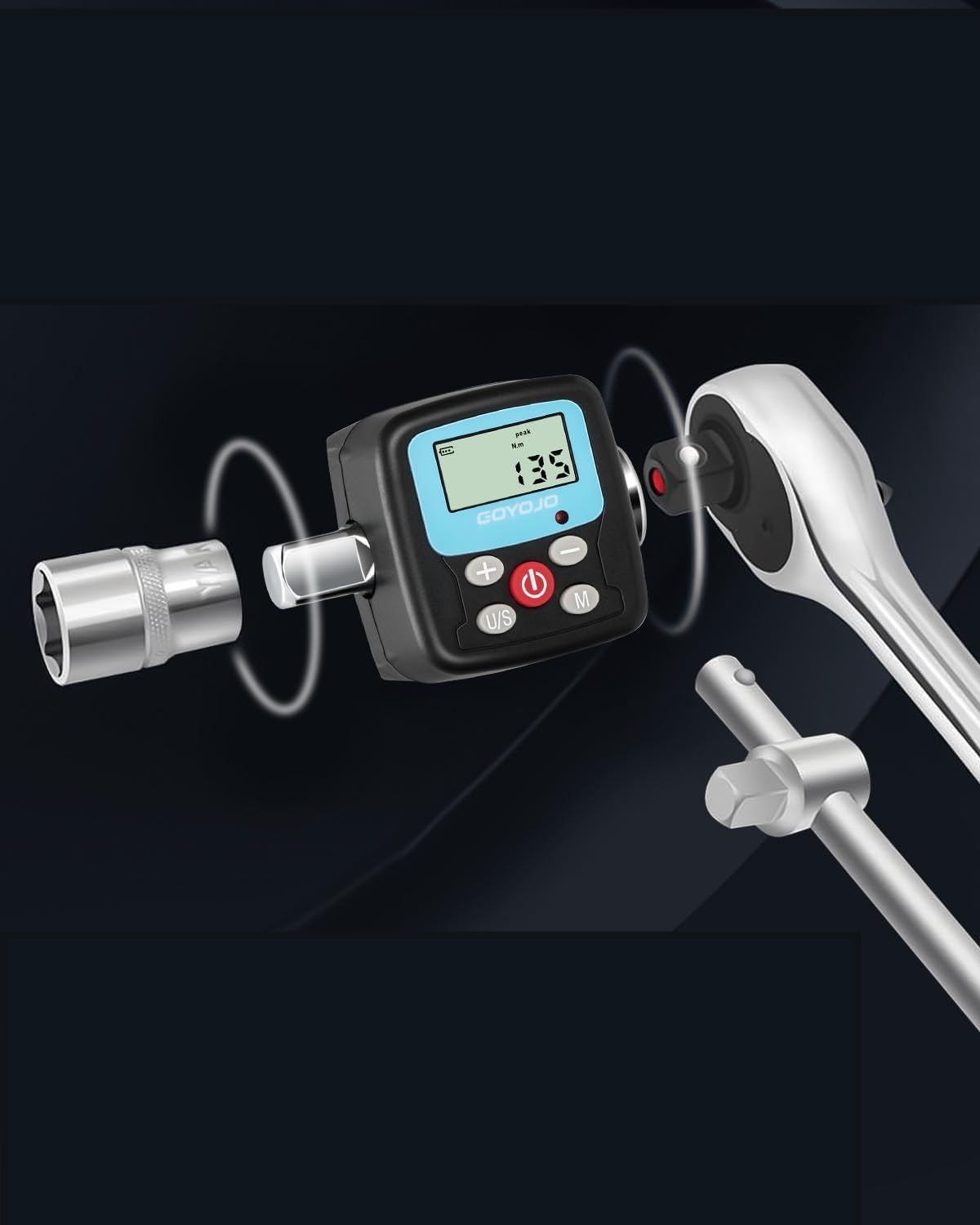 GOYOJO Zestaw cyfrowych kluczy dynamometrycznych с adapterami 1/2&quot; 1/4&quot; 3/8&quot;