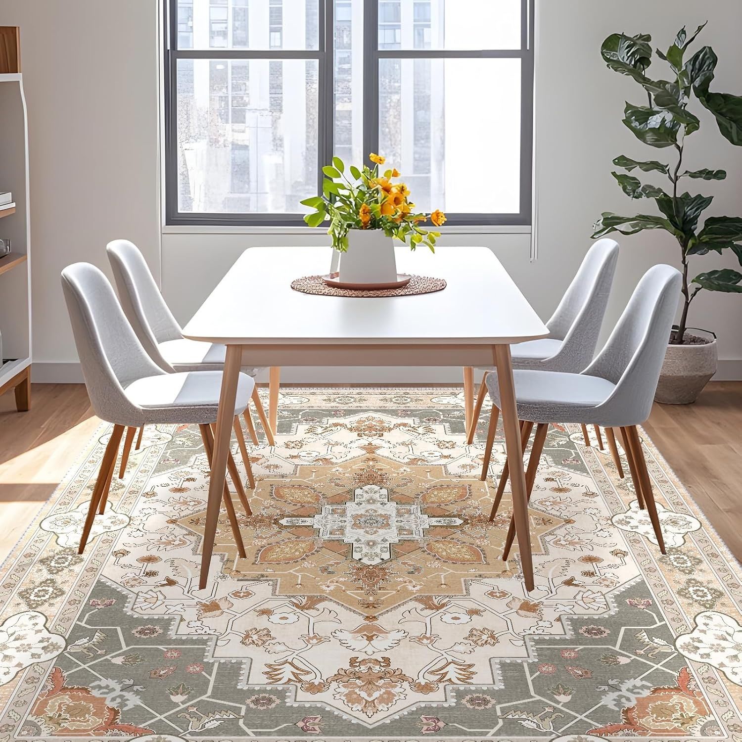 Dywan salonowy, żółty, 160 x 230 cm, styl vintage