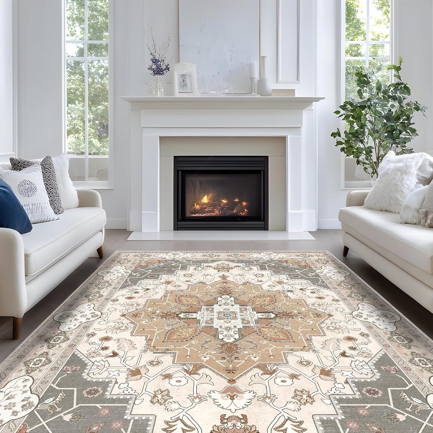 Dywan salonowy, żółty, 160 x 230 cm, styl vintage