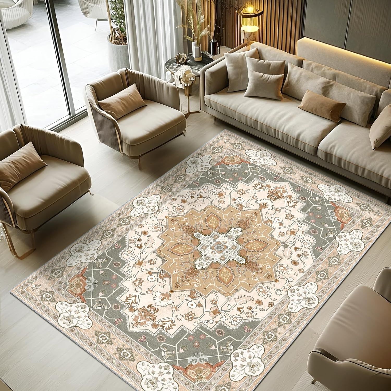 Dywan salonowy, żółty, 160 x 230 cm, styl vintage