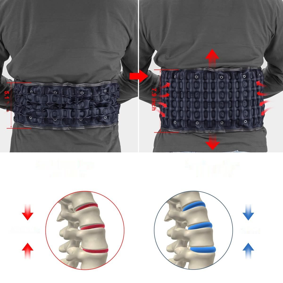 HONGJING Pas teleskopowy do odciążenia dolnej części pleców