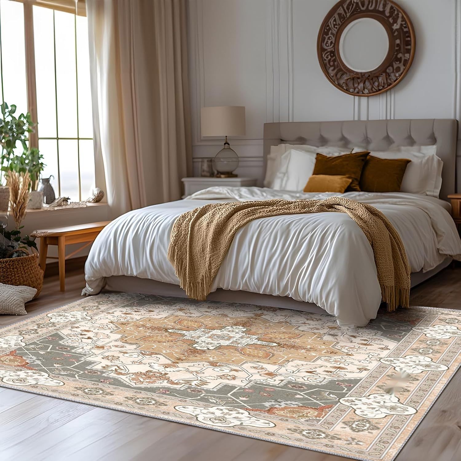 Dywan salonowy, żółty, 160 x 230 cm, styl vintage