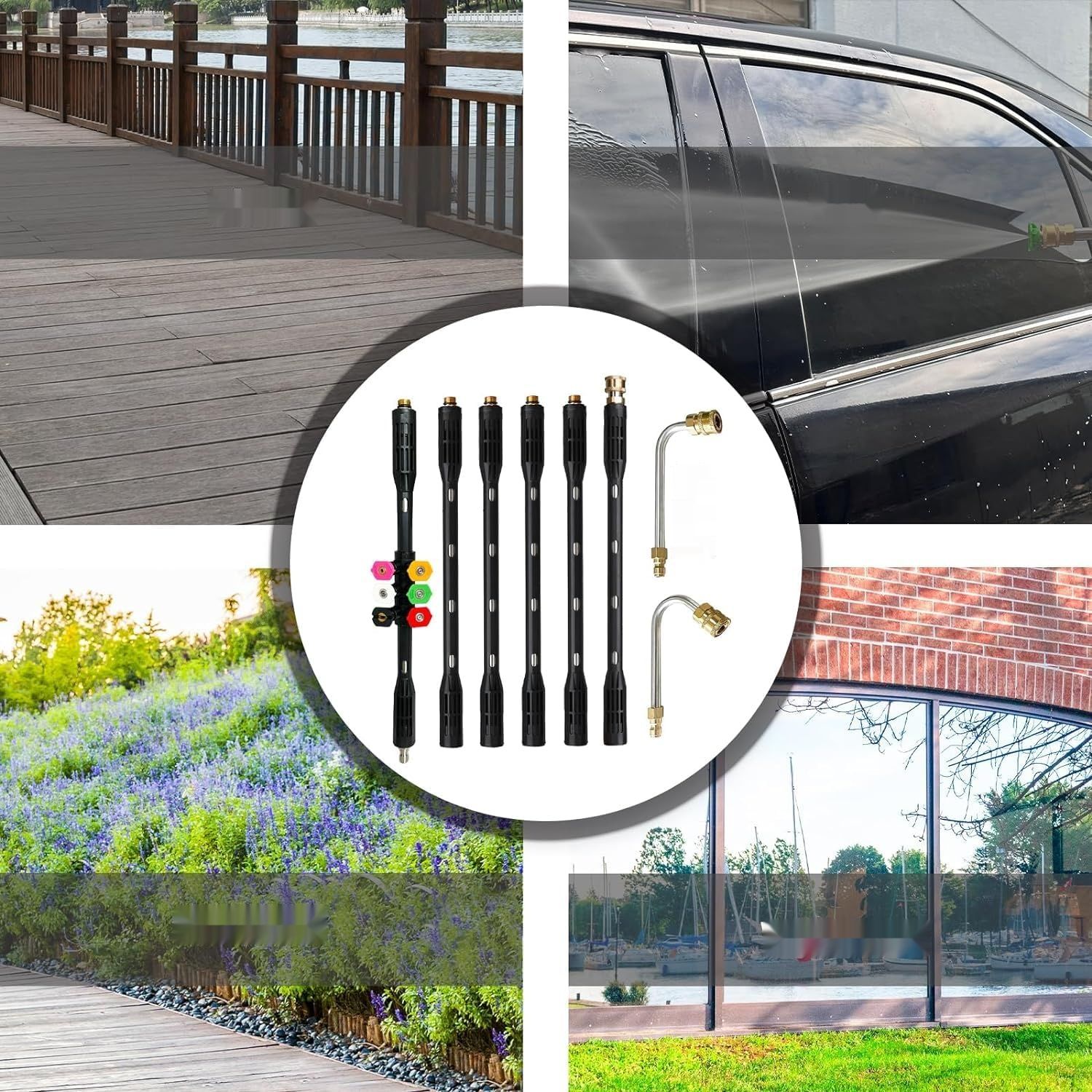 YUET Przedłużacz do myjki wysokociśnieniowej, lanca z 9 dyszami.