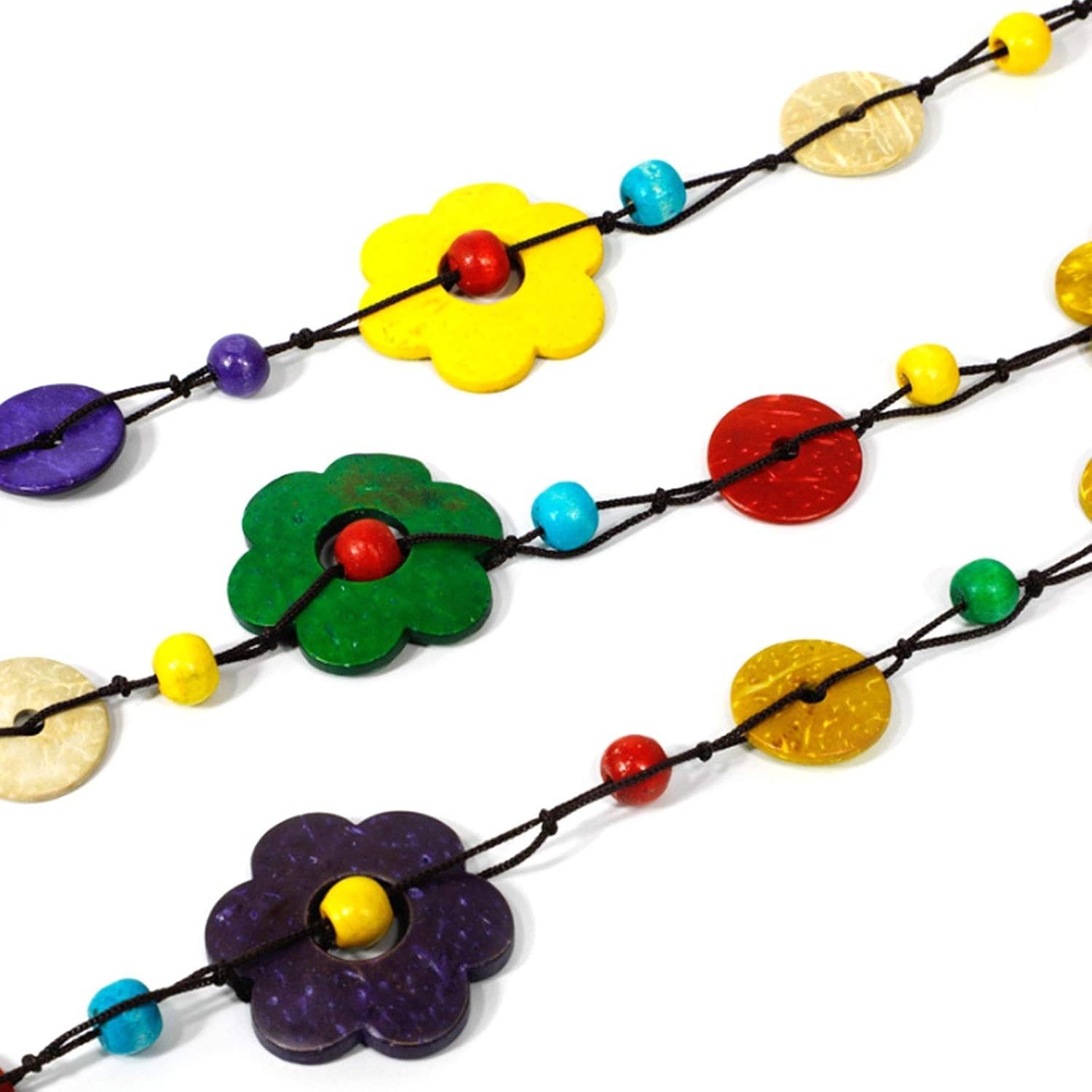 Boho etniczny długi naszyjnik vintage, ręcznie robiony.