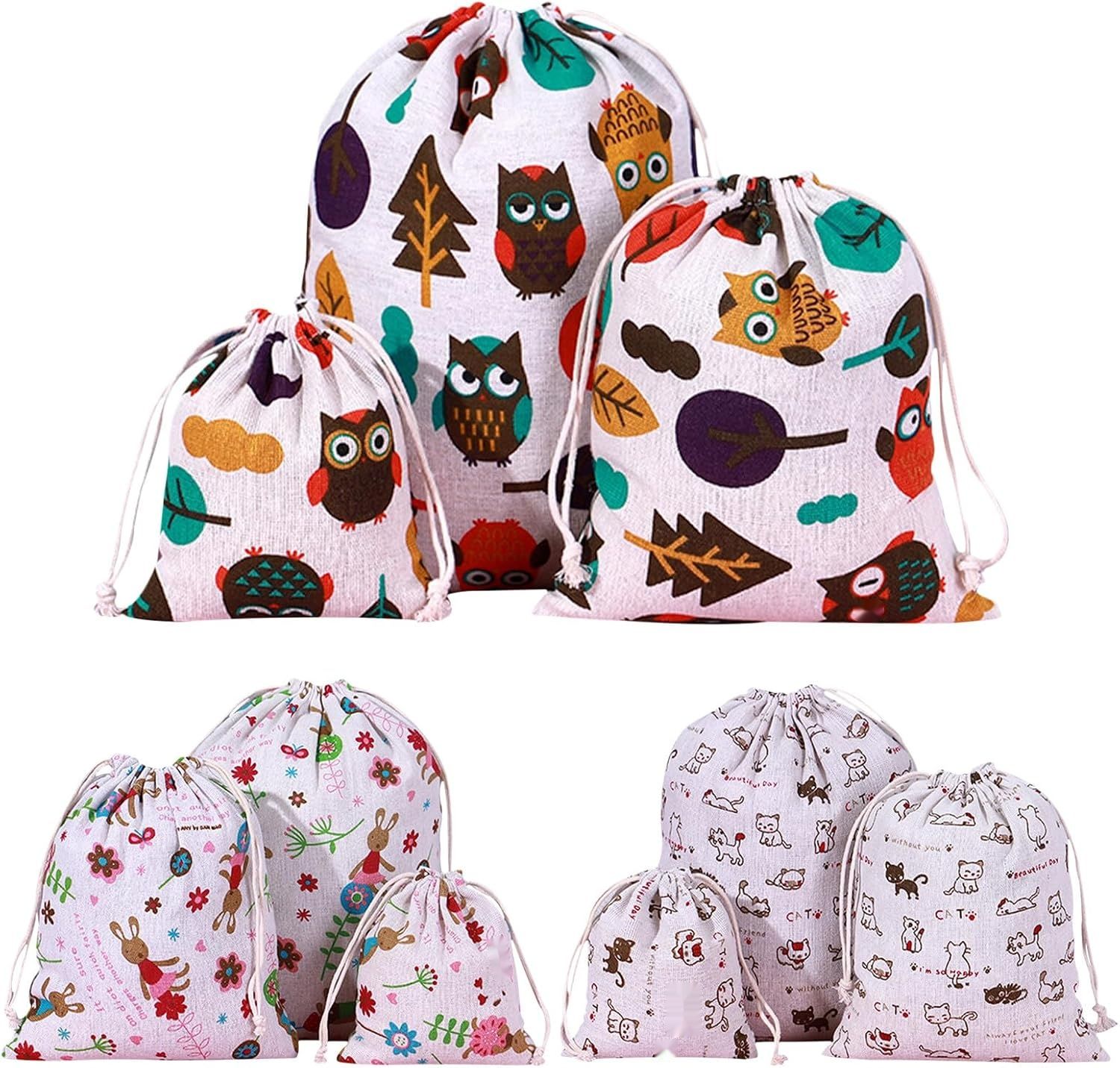 Heiqlay Woreczki z Tkaniny, 9 Woreczków z Tkaniny ze Sznurkiem