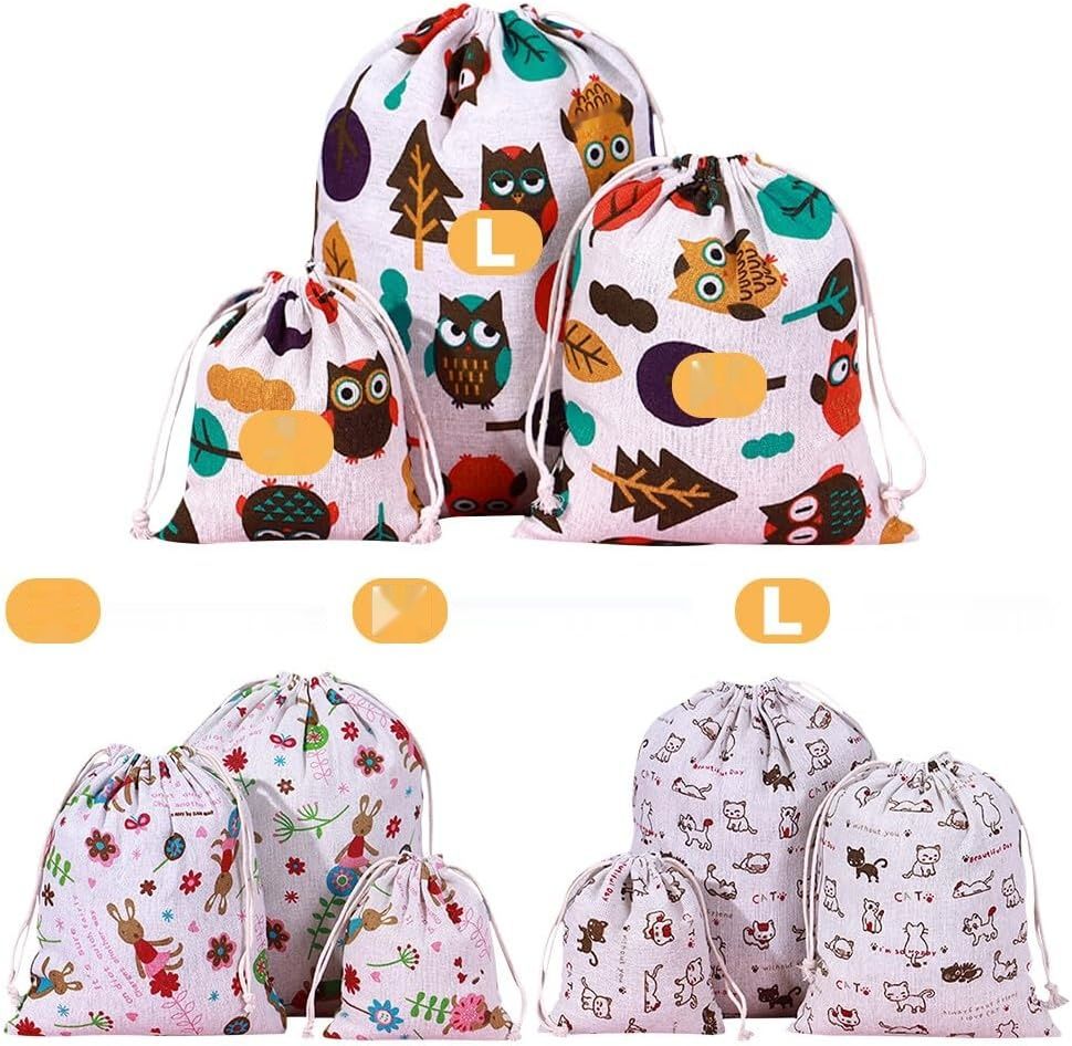 Heiqlay Woreczki z Tkaniny, 9 Woreczków z Tkaniny ze Sznurkiem