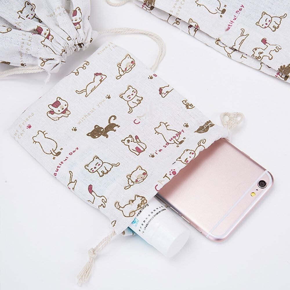 Heiqlay Woreczki z Tkaniny, 9 Woreczków z Tkaniny ze Sznurkiem