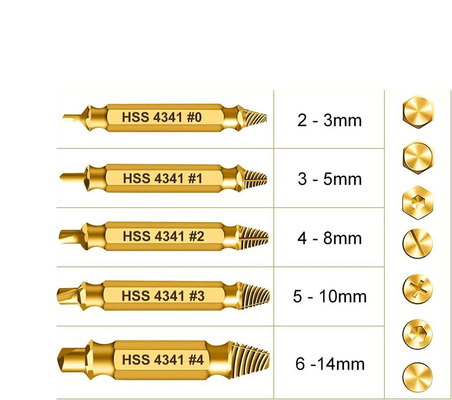 Daoxue Zestaw wykrętaków do śrub 5-częściowy (Złoty)